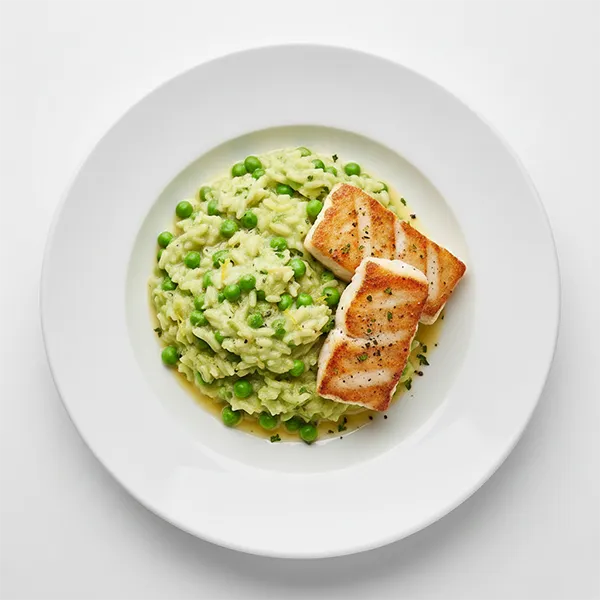 Creamy Lemon Peas Rissoto With  Seared Fish